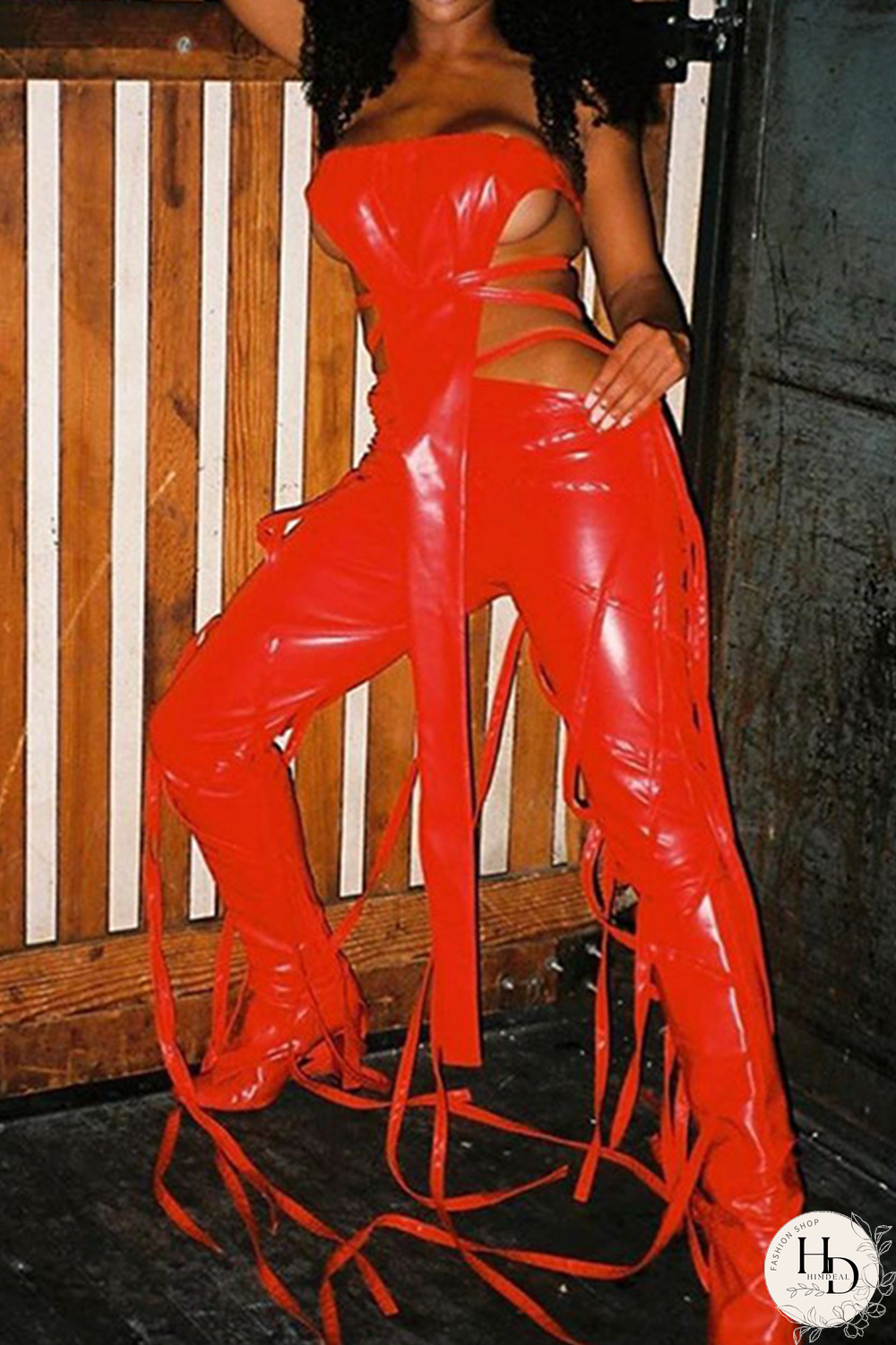 White Street Patchwork Draw String Skinny Mid Waist Speaker Bottoms