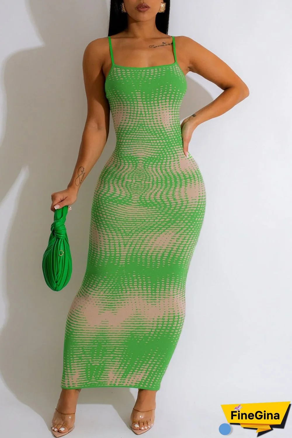 Black Sexy Print Patchwork Spaghetti Strap Pencil Skirt Dresses