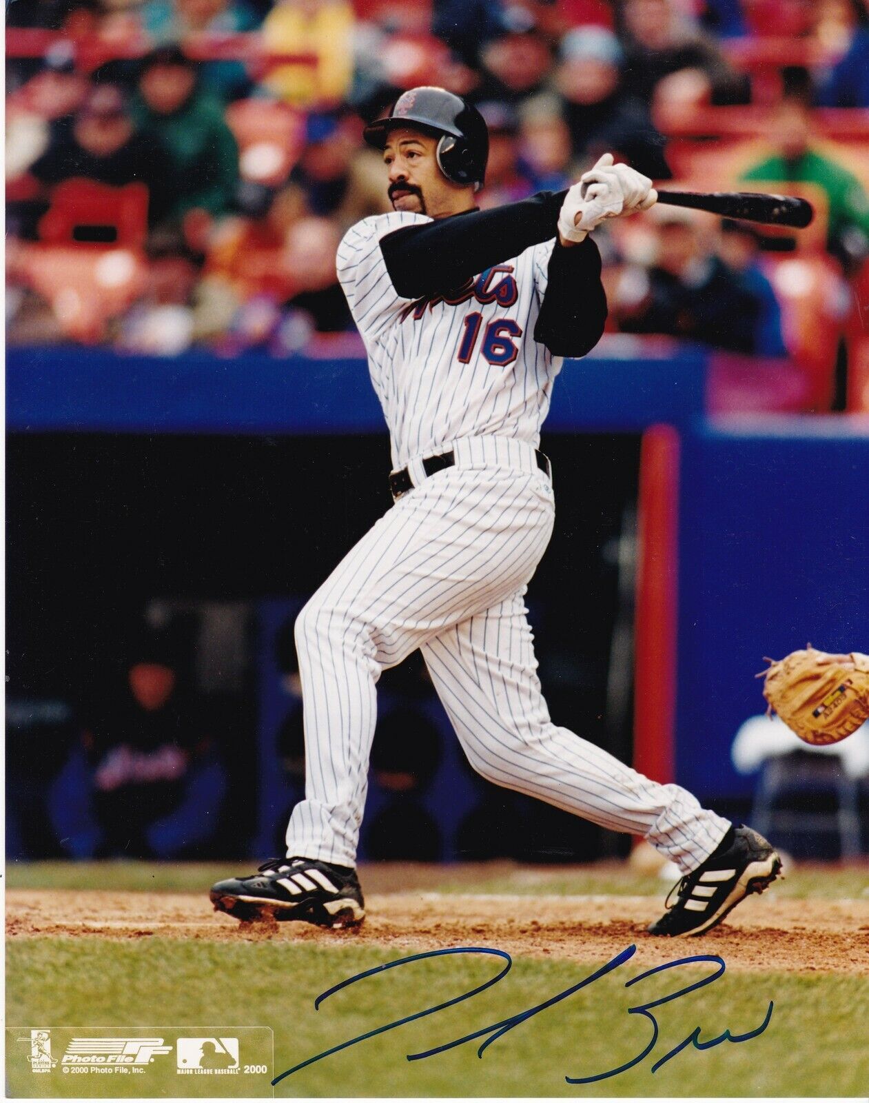 DEREK BELL NEW YORK METS ACTION SIGNED 8x10