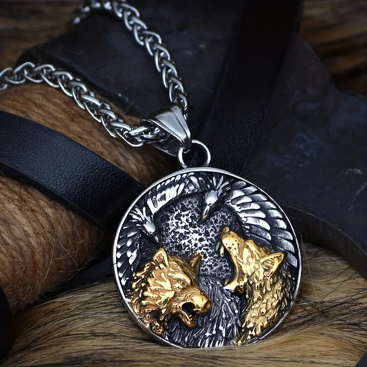 Coutureaura Odin's Ravens & Wolves Necklace