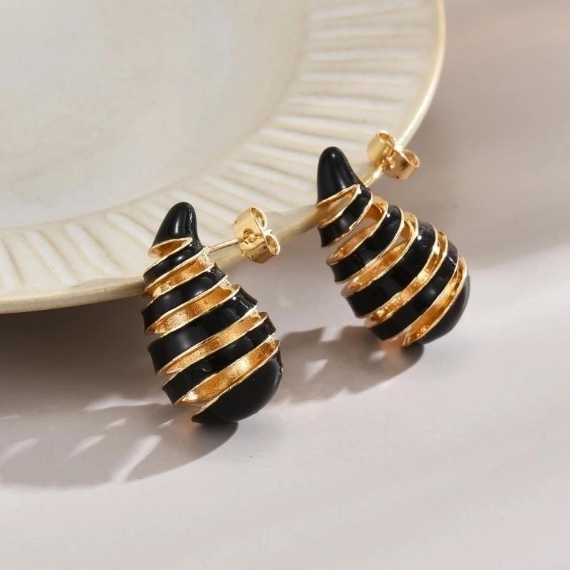 1 Pair Minimalist Water Droplets Enamel Plating Copper 18k Gold Plated Ear Studs4