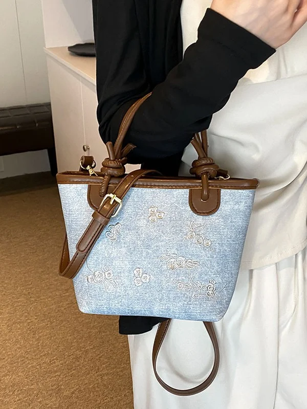 Pongl Pongl Handbag Bag Female 2024 Summer Cowboy New National Style Embroidery Shoulder Bag Oblique Across Foreign Style Popular Bucket