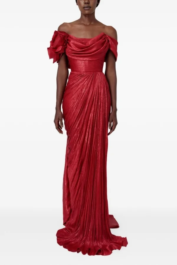 Scarlet Off-The-Shoulder Strapless Sleeveless Long Sheath Prom Dress With Pleated | YC0239 Wellcucu
