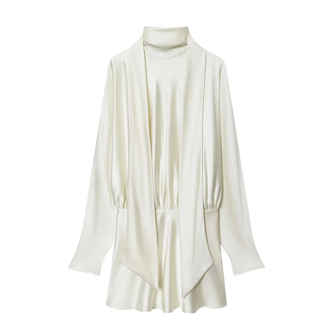 Nigikala Nigikala New Fashion Temperament Women's Silk And Fern Texture Scarf Dress 4661215