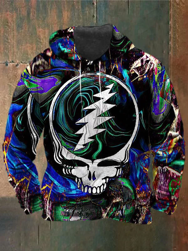 Unisex Skull Print Heavyweight Hoodies