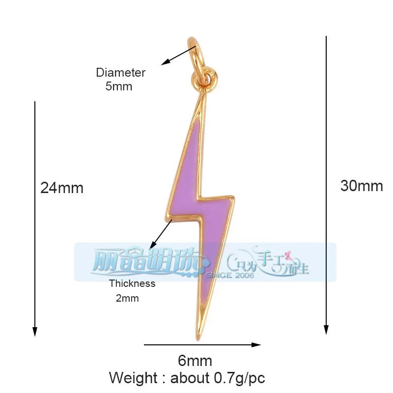 1 Piece 27*7.5mm 6*24mm Copper Lightning Pendant Jewelry Accessories