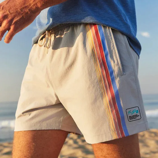 Men's Retro Casual Sunset Stripe Shorts 3272