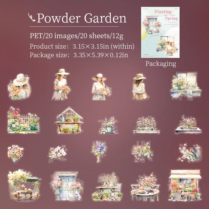 PET Sticker - Plant A Spring Series Vintage Plant Flower Character Landscaping 