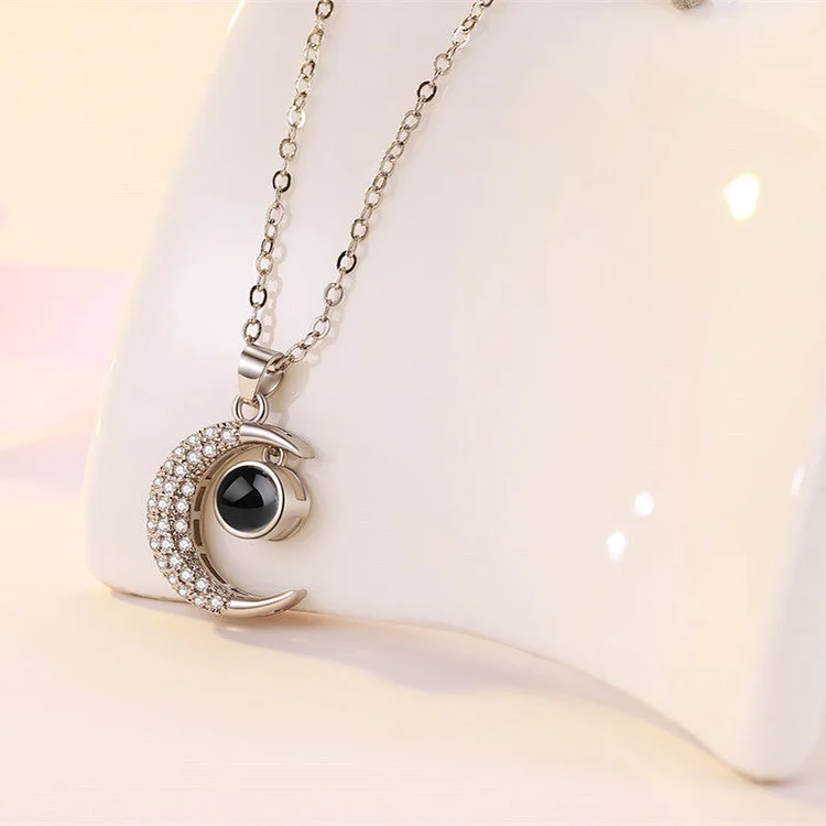 Custom Pet Projection Necklace - Moon and Sun