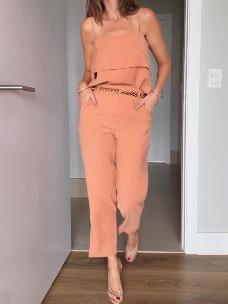 Casual suspender two piece set