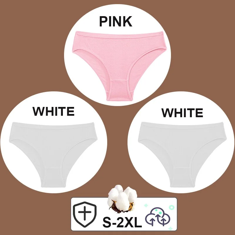 FINETOO 3PCS/Set Women Cotton Pantys Soft Back Love Lace Briefs Mesh Femme Underpants Woman Low-Waist Underwear Lingerie S-2XL