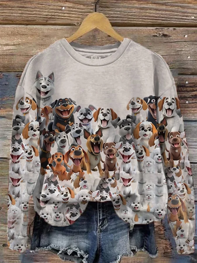 Women's Casual Cute Dog Sweatshirt