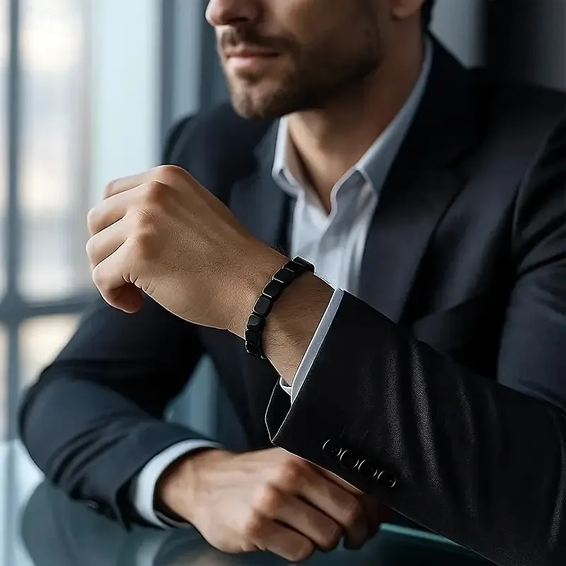 Men's Hematite Bracelet, Natural Stone Beaded Elastic with Stones, Minimalist Durable Everyday Casual Wear, for Formal Events & Casual Attire, Year-Round Elegant Beaded Bracelet, Jewelry Gift 2026 - SGD S$14.54 –P3