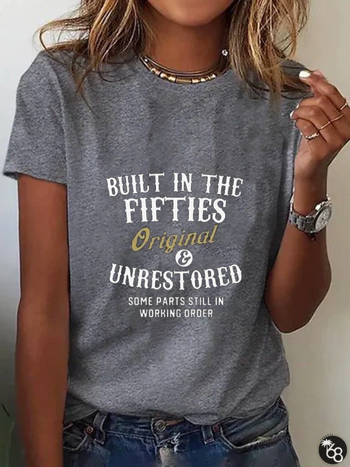 Casual Loose Text Letters Crew Neck Short Sleeve T-Shirt | 168DEAL