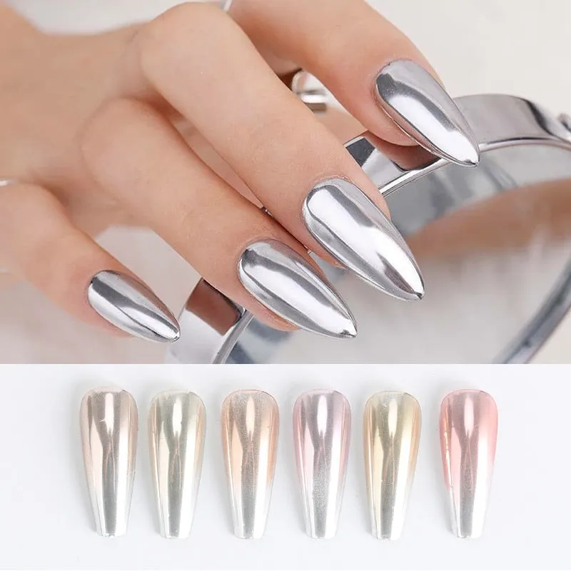 1 Box Gold Sliver Pink Mirror Nail Powder Glitter Sequins Nail Art Gel Polishing Chrome Flakes Pigment Dust Decorations