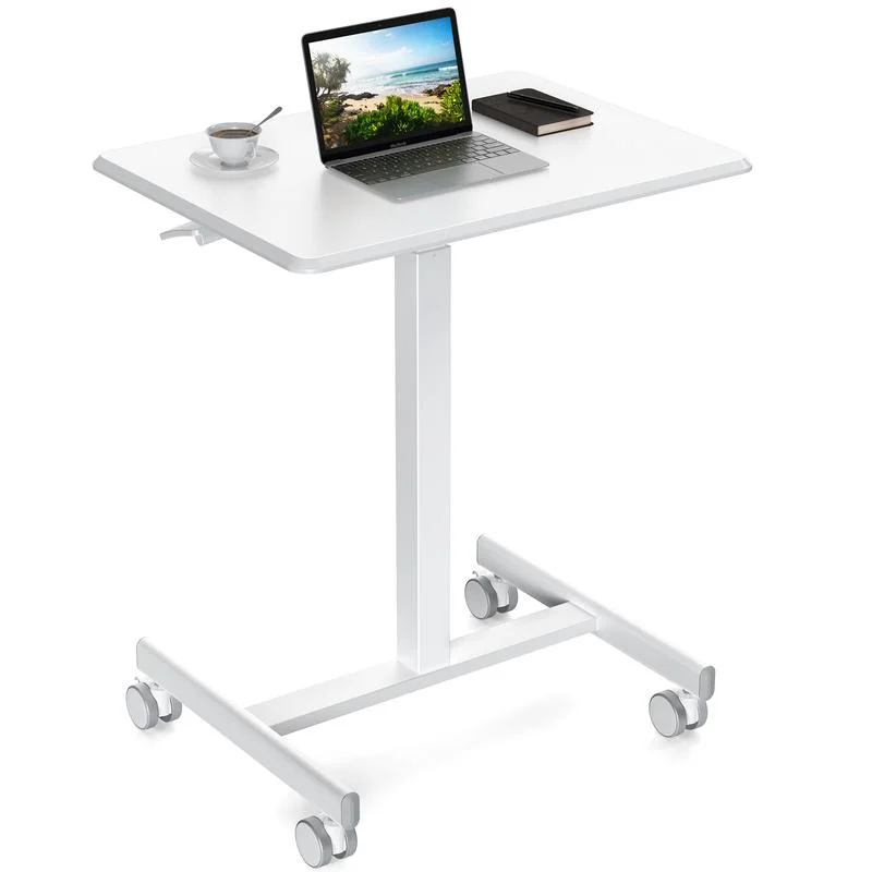 SweetFurniture Small Mobile Rolling StandingDesk - Overbed Table, Teacher Podium withWheels, Adjustable Work Table, Rolling DeskLaptop Computer Cart for Home, OfficeClassroom