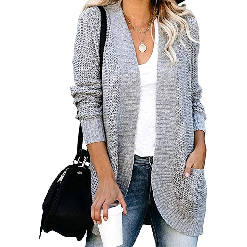 Uveng Uveng Exclusively For The Autumn And Winter New Ladies Fashion Long Sleeve Pocket Sweater Knit Cardigan