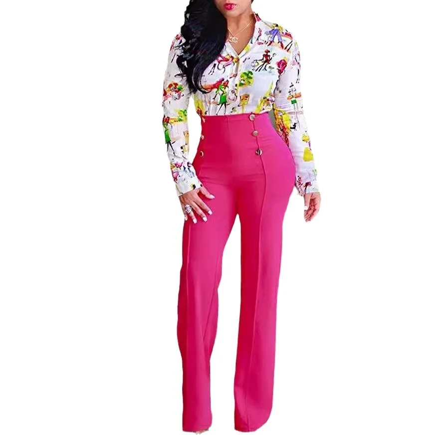 Wongn Wongn Women's Fashion Slim Personality Double Breasted Horn Trousers Can Be Added Color