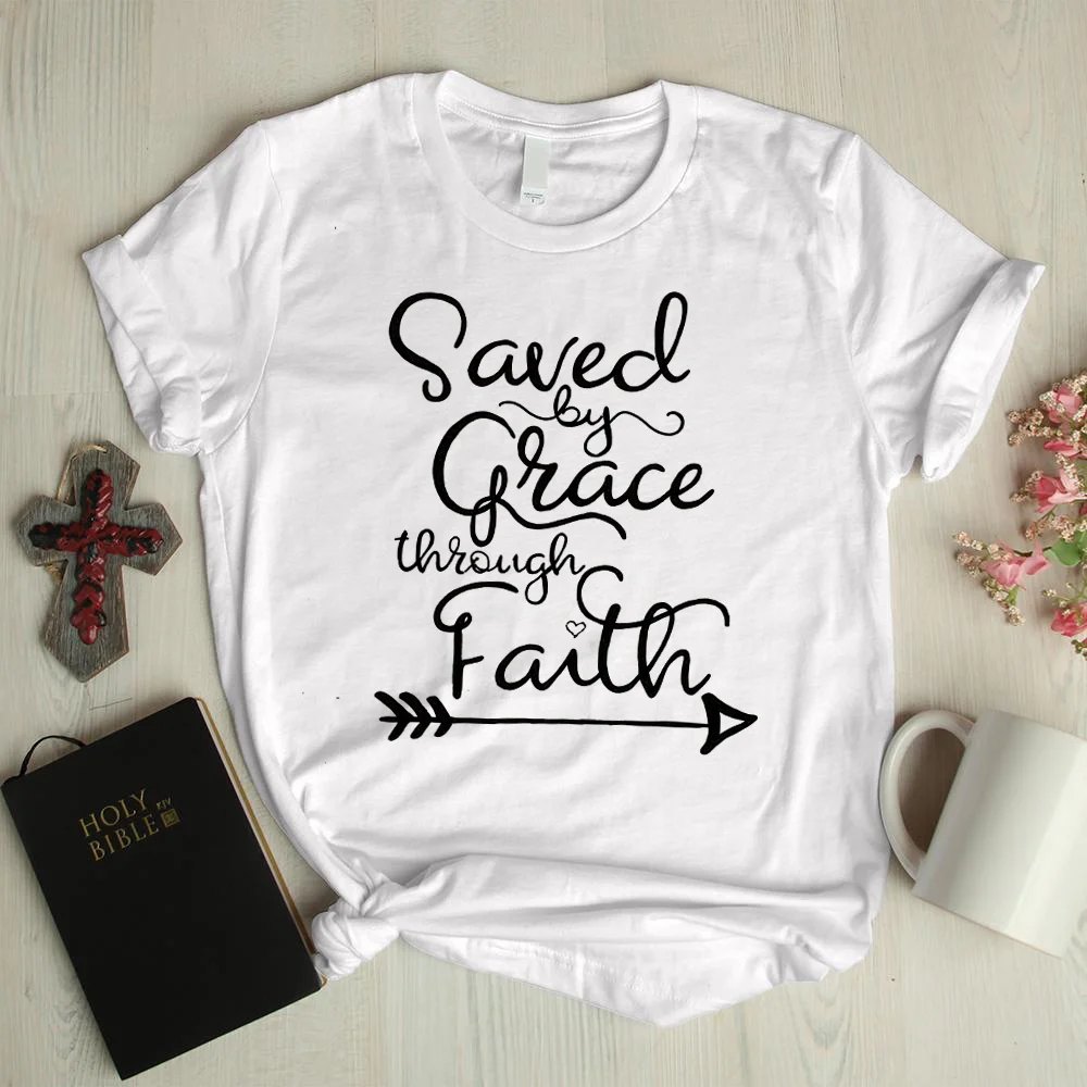 Faith printed short-sleeved daily graphic tees