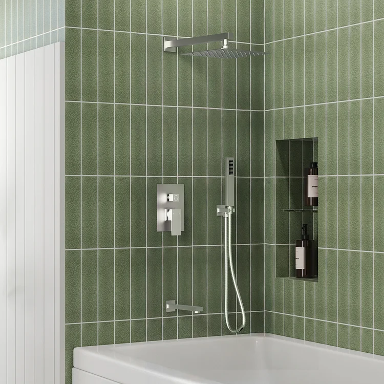 M6603NI-B10BL 10 in. Rain Shower Head System Shower Faucet Combo Set with Bathtub Spout and Handheld Sprayer