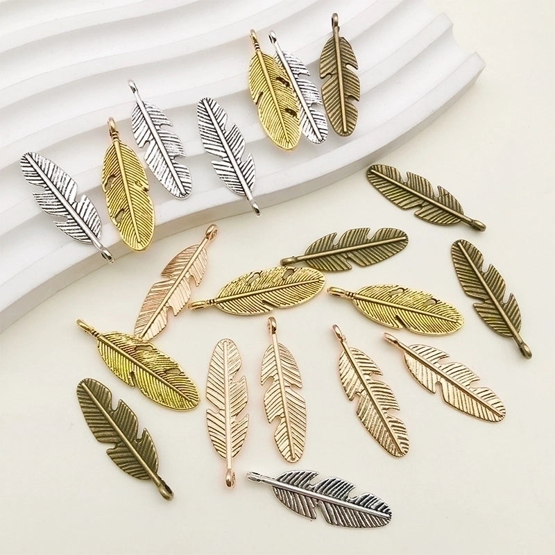 100 Pieces Minimalist Feather Alloy Plating Pendant Jewelry Accessories