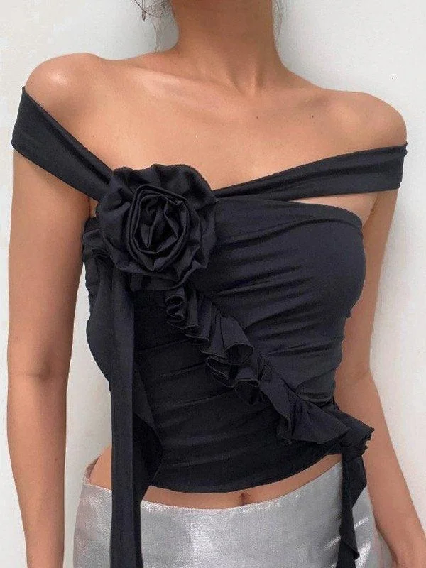 Brownm Floral Embellish Bandeau Top