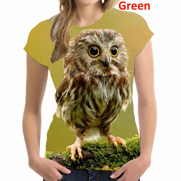 Cotton Tshirt Funny Owl 3d Printed Women T Shirt Harajuku Trendy Tops Tshirts Ladies Short Sleeve Tees t -shirt Tee