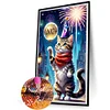 Diamond Painting -5D Round Partial AB Drill New Years Cat(35x55cm)