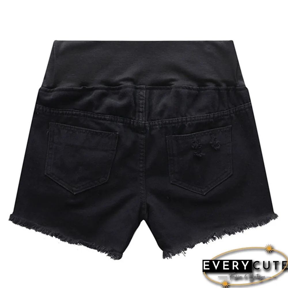 Pregnant Women's Ripped Hole Loose Denim Maternity Shorts Summer Casual Belly Clothes