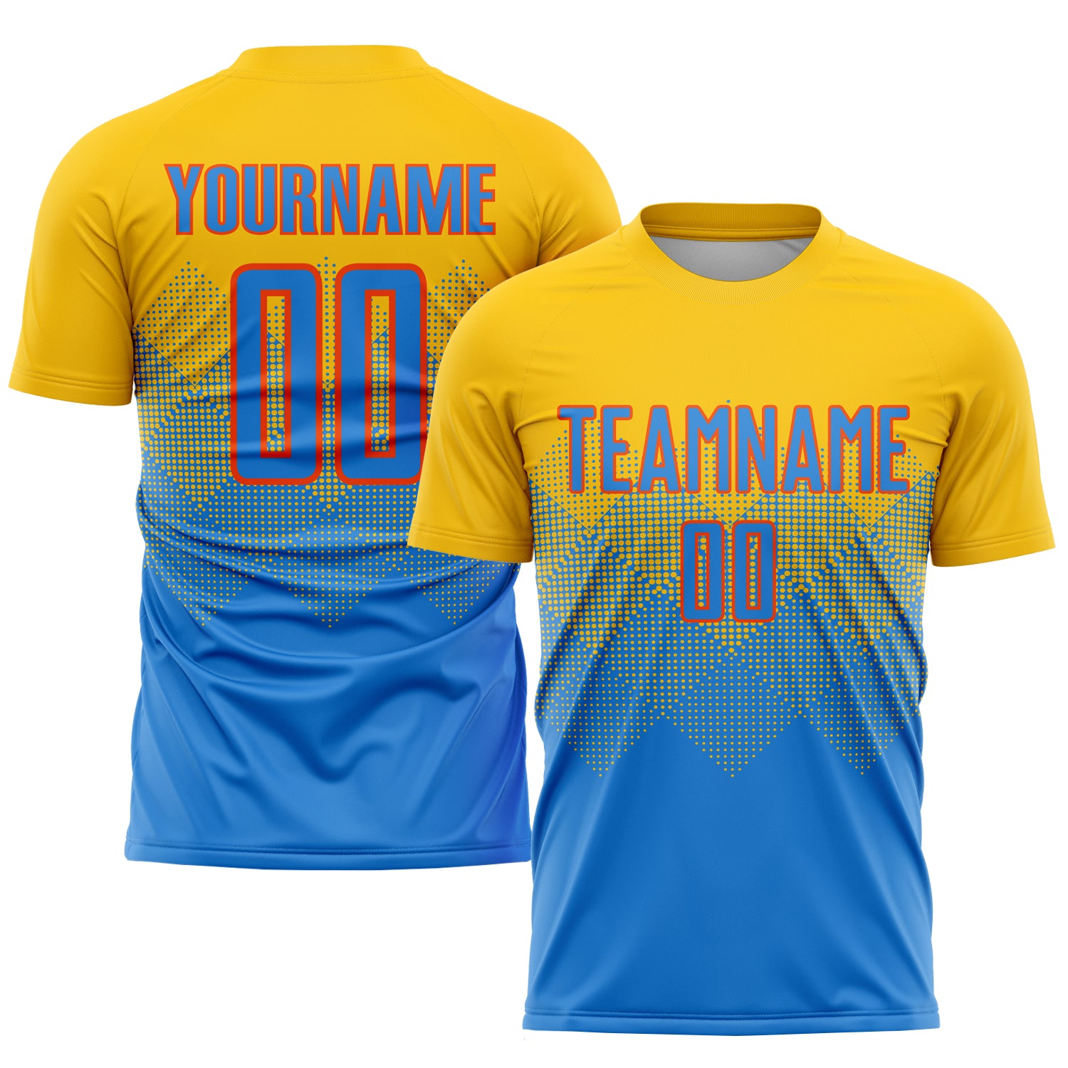 Custom Gold Powder Blue-Orange Sublimation Soccer Uniform Jersey | captainssportss.com