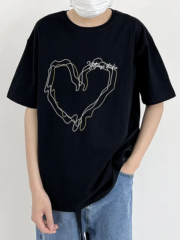 Aonga - Mens Heart Graphic Short Sleeve T-Shirt