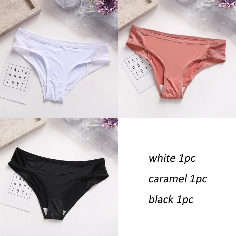 3PCS/Set Lot panties for Women Comfortable Smooth Underwear Soft Intimates Lingerie Girls Briefs Solid Color Fashion Underpants