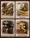 Seahorse Sailboat 3D Wooden Puzzle Model, Retro Pirate Ship Handmade DIY Creative Desktop Ornament