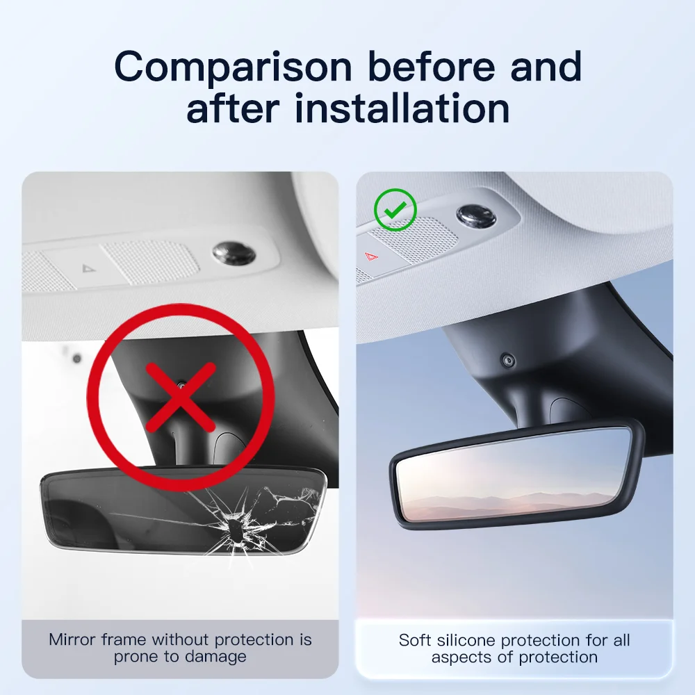 YONZEE Tesla Inner Rearview Mirror Protective Silicone Cover For Model 3/Y