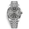 ROLEX Datejust 41 Stainless Steel on Jubilee with Rhodium Dial and Fluted Bezel Replica