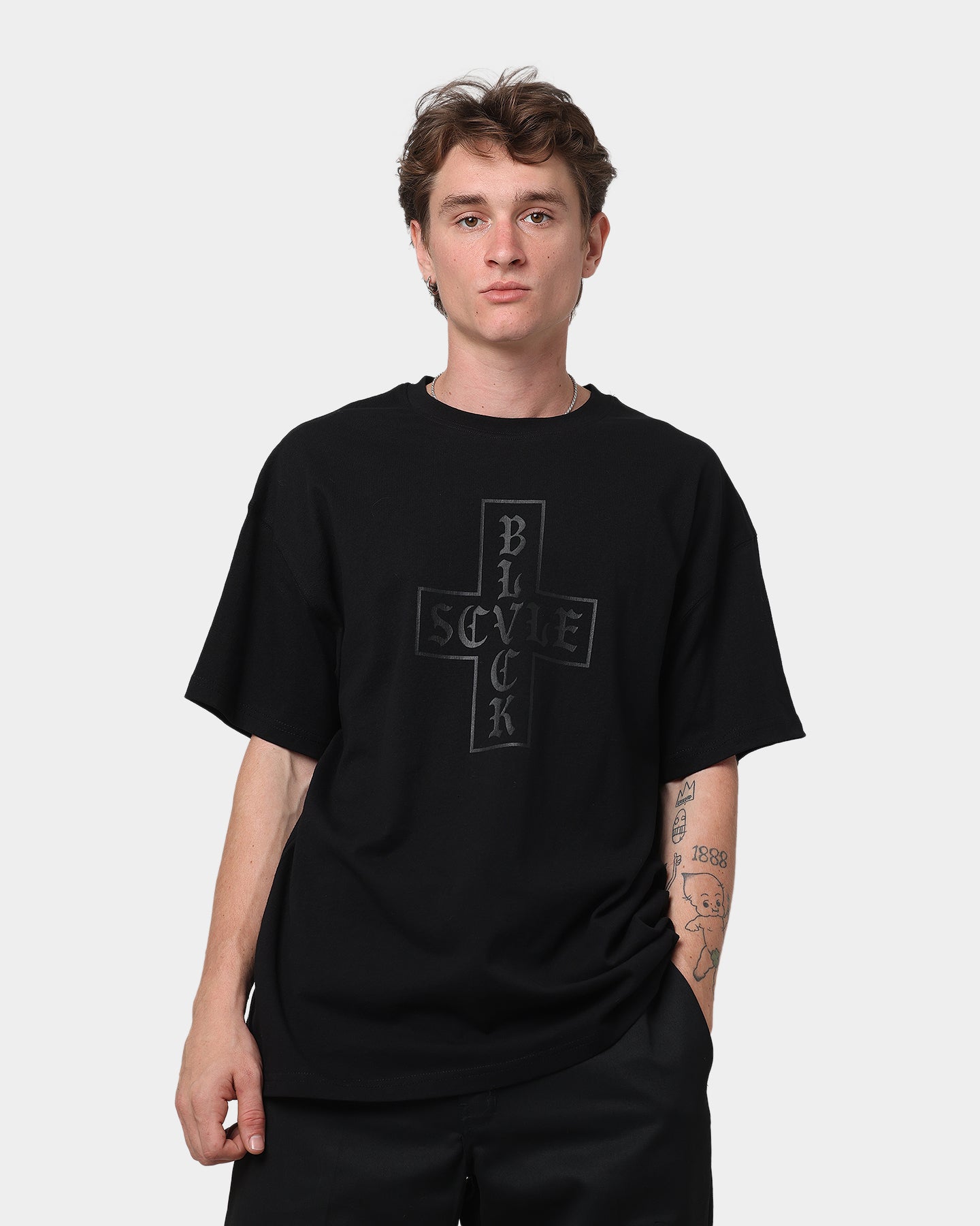 Black Scale Cross T-Shirt Black