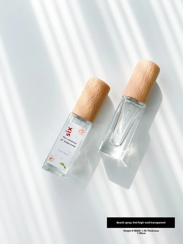 Perfume Sub-bottle High-end Portable 10 Ml Small Sample Bottle Press Bottle Glass Spray Replacement Bottle Wooden Lid Empty Bottle