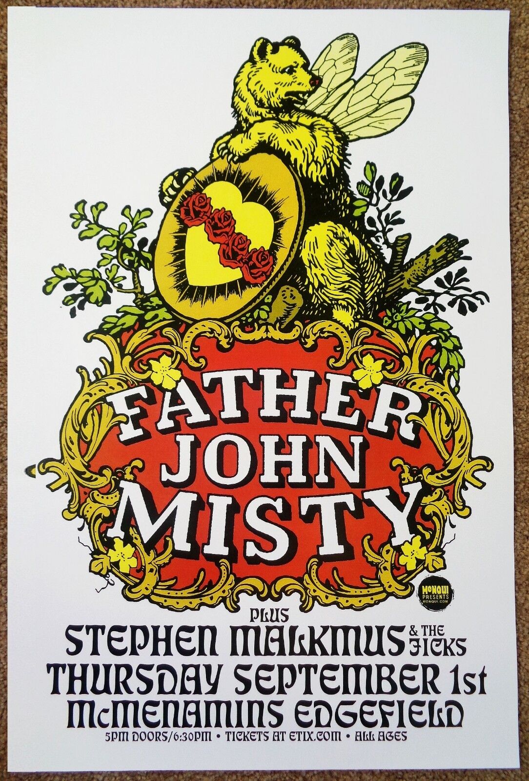 FATHER JOHN MISTY 2016 Gig POSTER Edgefield Portland Oregon Concert