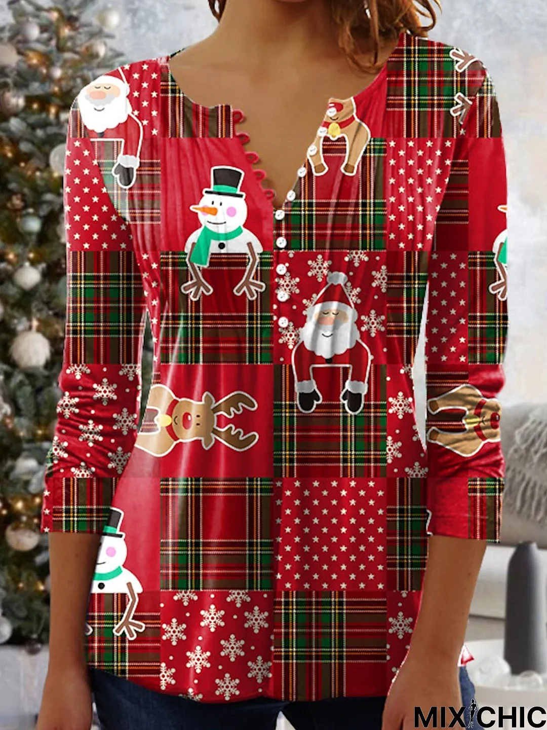 Jersey Casual Santa Claus Tunic  Top