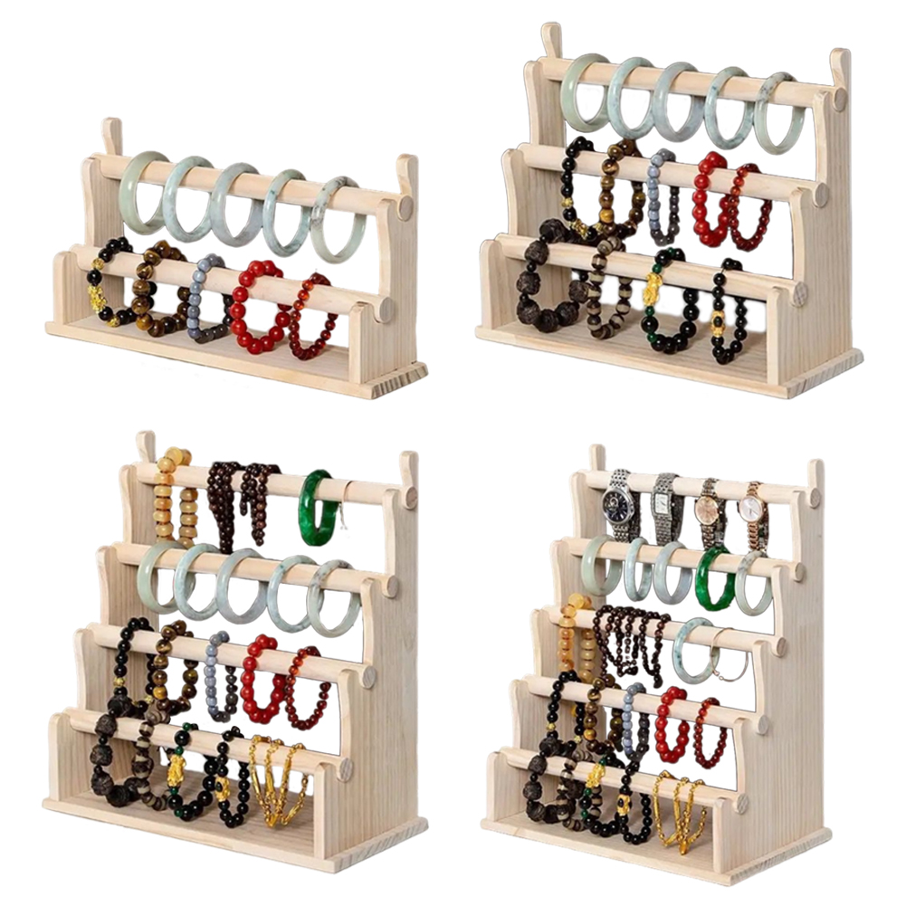 Wood Bangle Scrunchie Organizer Multi Layer Jewelry Organizer for Store Showcase