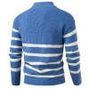 Men's Half-Zip Jacquard Striped Long Sleeve Sweater by Inlyline