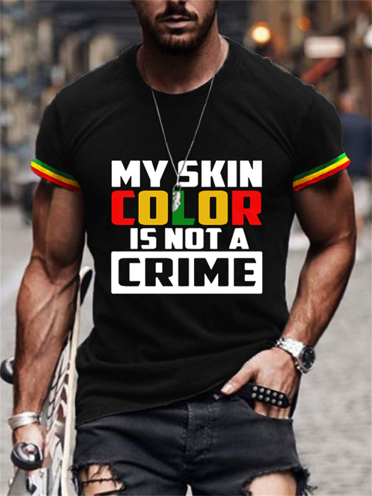 wearshes Men's BLM My Skin Color Is Not A Crime T Shirt