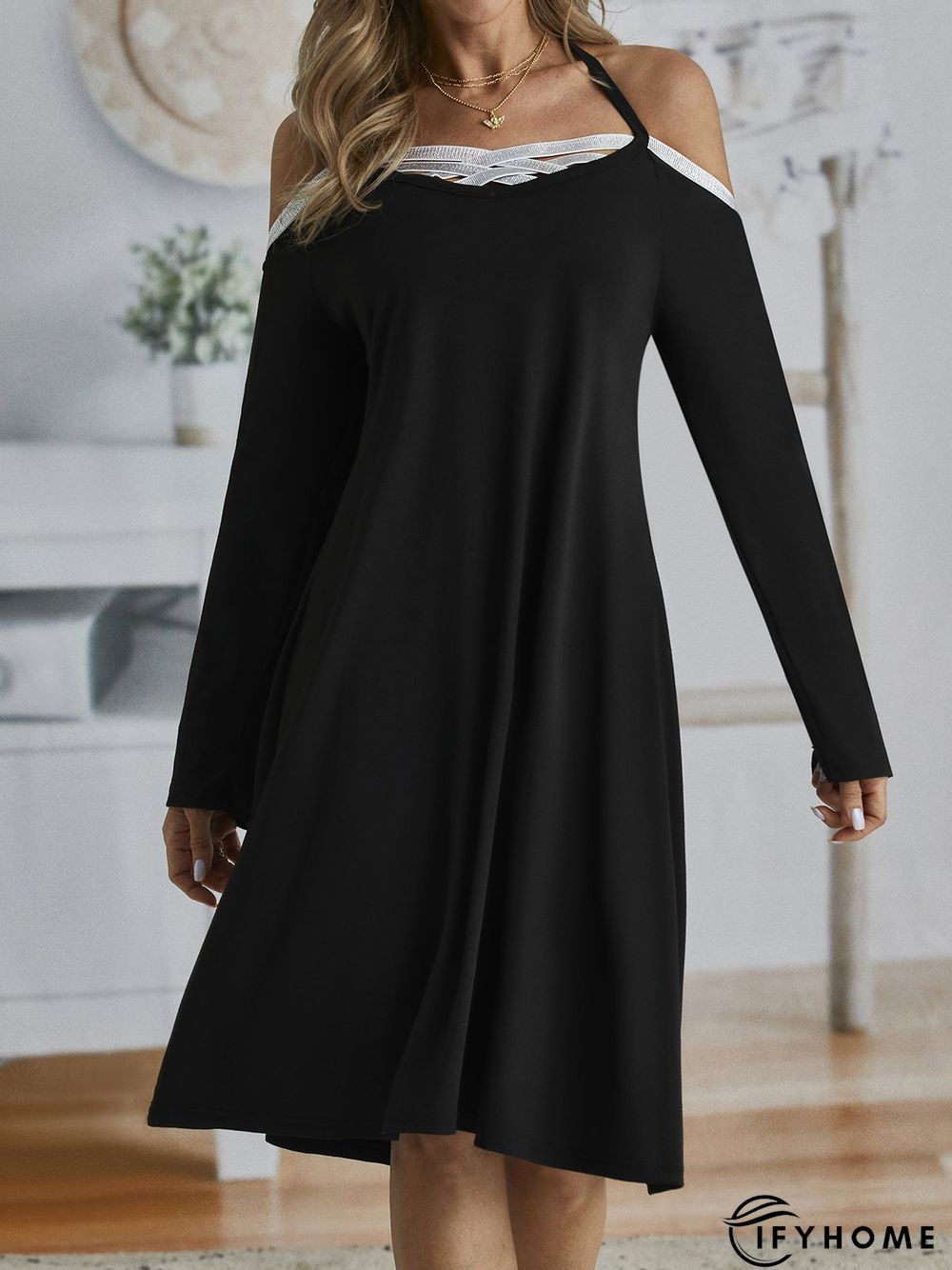 Casual Solid Regular Fit Knitting Dress | IFYHOME