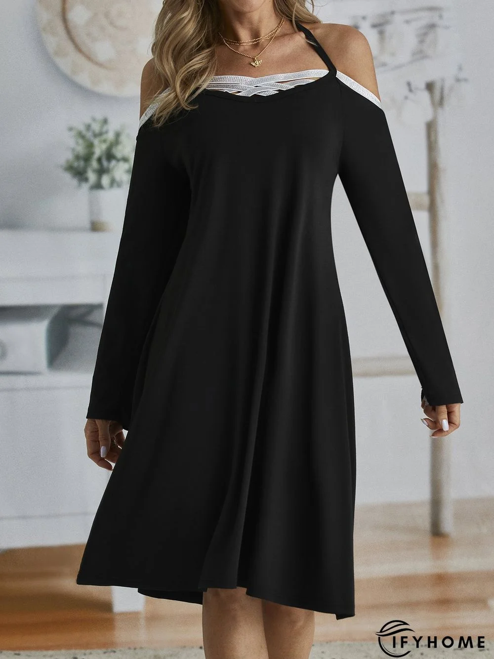 Casual Solid Regular Fit Knitting Dress | IFYHOME