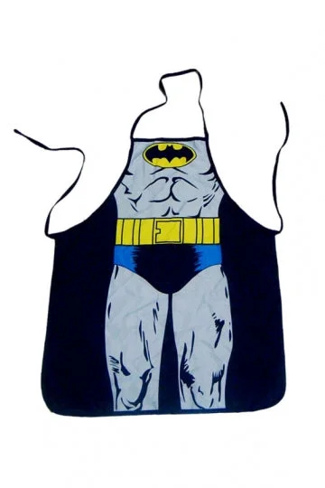 Funny Party Cosplay Cooking Batman Print Halloween Apron Gray-elleschic