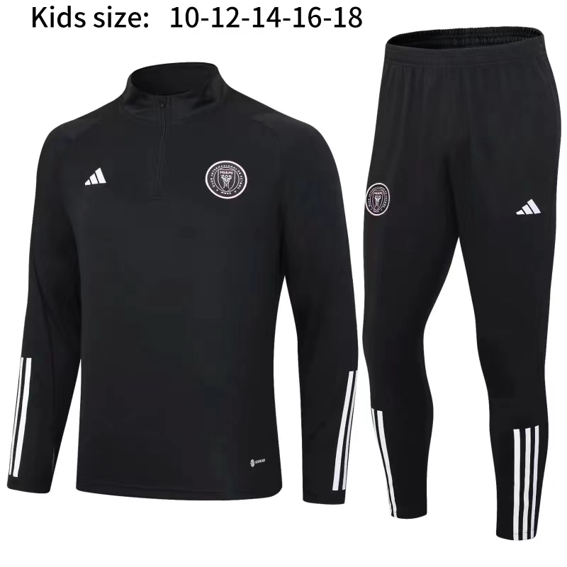 23-24 Kids Miami Half Zipper Long Sleeved Black Training Suit
