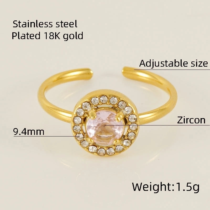 Titanium Steel Minimalist Classic Style Inlay Water Droplets Heart Shape Rhombus Zircon Rings