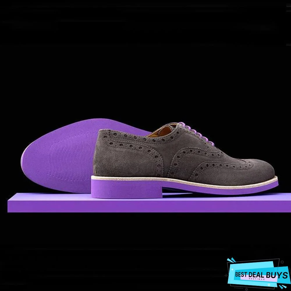 Men's Fashion Brogue Carved Suede Shoes