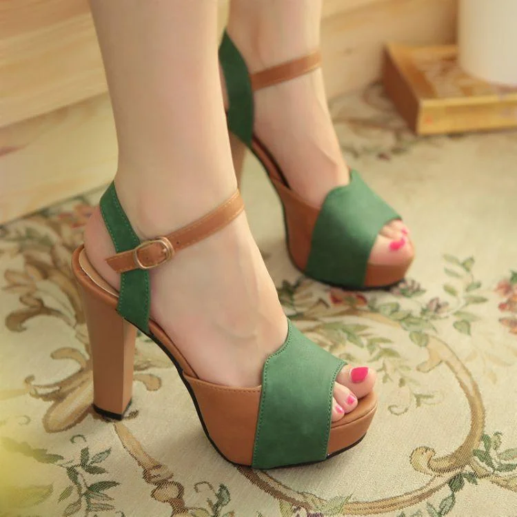 Women High Heel Sandals Thick Platform Fish Mouth Sandals Shoes | EGEMISS