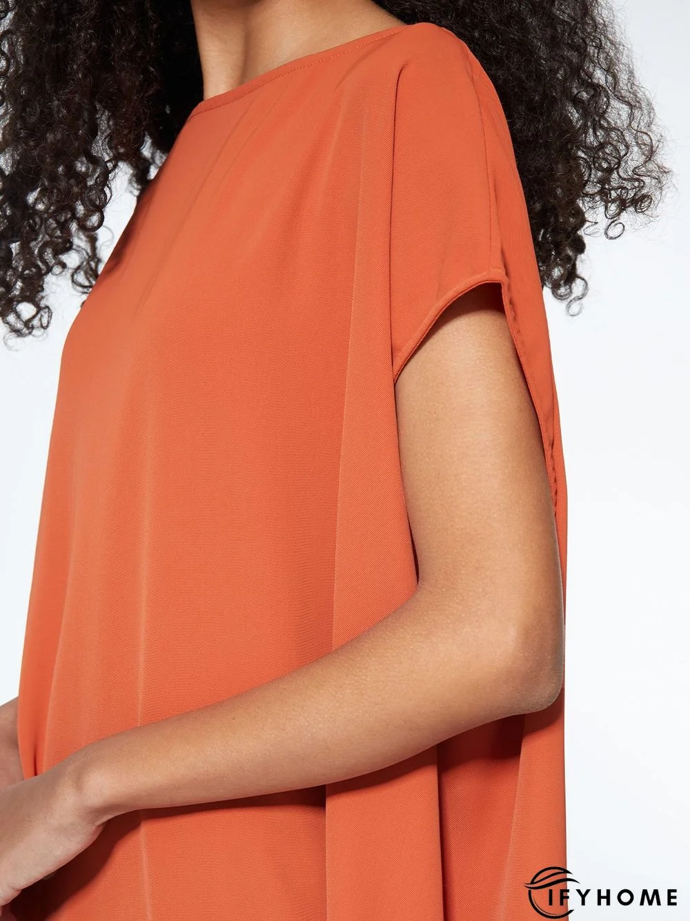 Simple Loosen Solid Cap Sleeve Knee Dress | IFYHOME